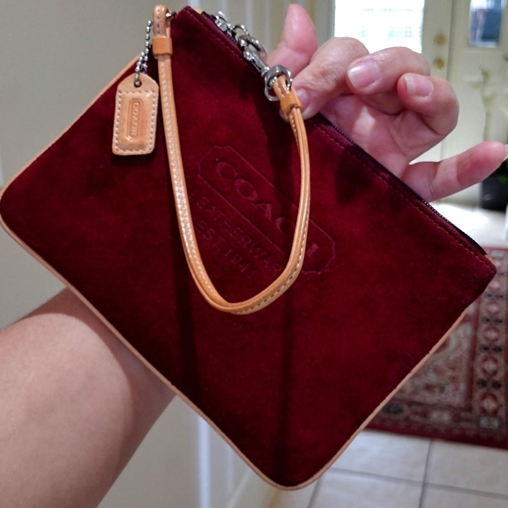 COACH 1941 Large Oxblood Suede Leather Wristlet Clutch Purse - Picture 1 of 16